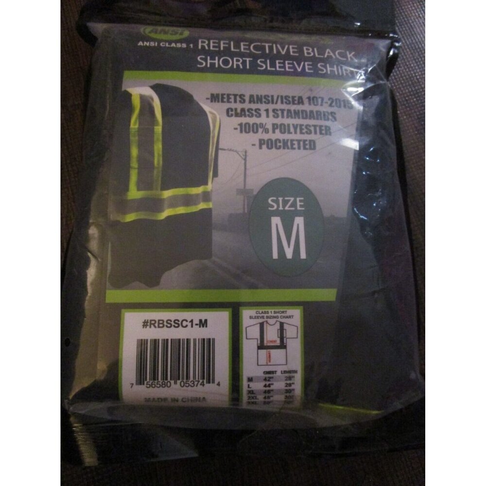 Forester Men's Class 1 Reflective Black Short Sleeve Safety T-Shirt Medium